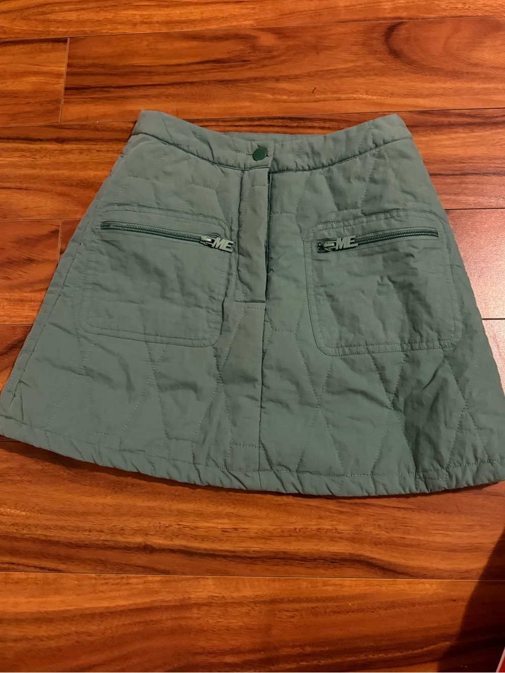 Melody Ehsani Quilted Sage Mini A-Line Skirt